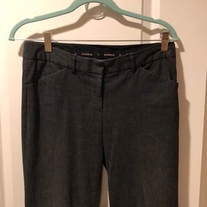 Express pants, size 4, flared leg. Dark heather gray, front & back pockets.